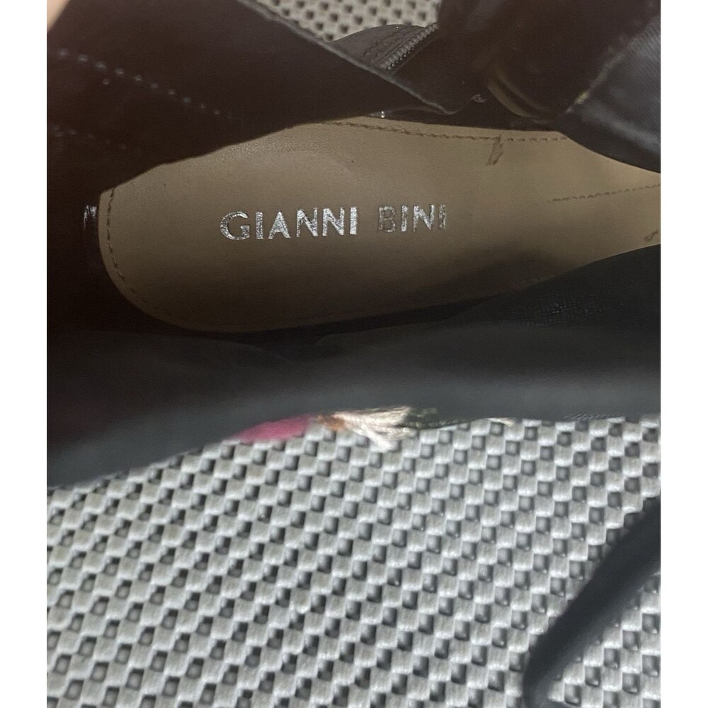 Gianni Bini Ankle Booties Heels Womens 9 M Black Floral Embroidered Zipper - Picture 12 of 14
